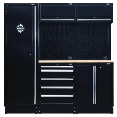 Draper Bunker Modular Storage Combo With Hardwood Worktop (11 Piece) 04488 from B&Q