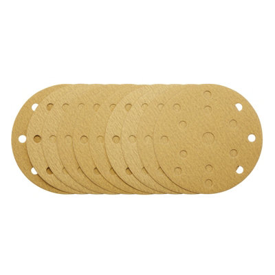 Draper Sanding Discs With Hook & Loop, 150Mm, 180 Grit, 15 Dust Extraction Holes (Pack Of 10) 08475 Gold