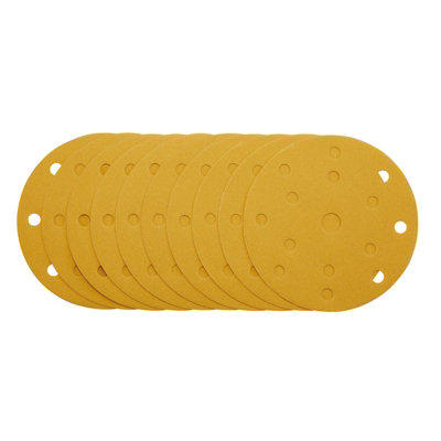 Draper Sanding Discs With Hook & Loop, 150Mm, 240 Grit, 15 Dust Extraction Holes (Pack Of 10) 08476 Gold