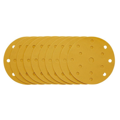 Draper Sanding Discs With Hook & Loop, 150Mm, 400 Grit, 15 Dust Extraction Holes (Pack Of 10) 08478 Gold