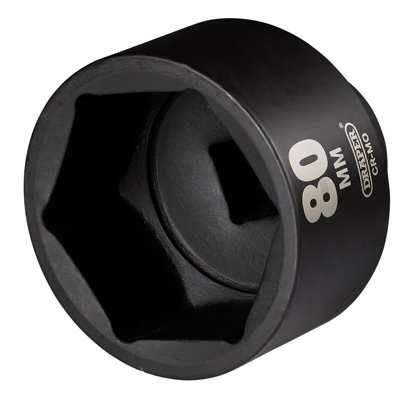 Draper Hi-Torq Impact Socket, 1" Square Drive, 80Mm - 08505 - 6-Point Cr-Mo Steel 08505 Black