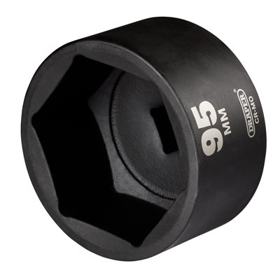 Draper Hi-Torq Impact Socket, 1" Square Drive, 95Mm - 08509 - 6-Point Cr-Mo Steel 08509 Black