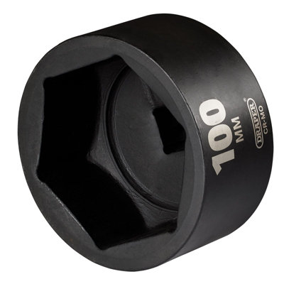 Draper Hi-Torq Impact Socket, 1" Square Drive, 100Mm - 08510 - 6-Point Cr-Mo Steel 08510 Black