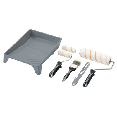 B&Q -  Medium Pile Polyester Paint Roller And Brush Set With Soft Grip (8 Piece) 20787