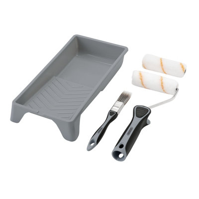 Draper Medium Pile Polyester Paint Roller And Brush Set With Soft Grip (5 Piece) 20796