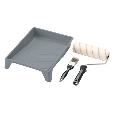 Draper Medium Pile Polyester Paint Roller And Brush Set With Soft Grip (4 Piece) 20947