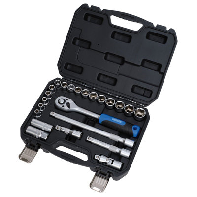 Draper Hi-Torq 23Pc Metric Socket Set 1/2" Drive Chrome Vanadium Ratchet Case from B&Q