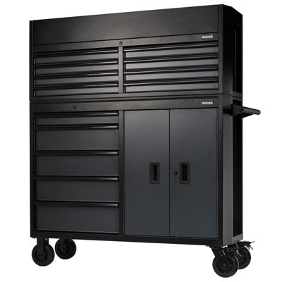 Draper Bunker Combined Roller Cabinet And Tool Chest, 13 Drawer, 52", 24256 Grey