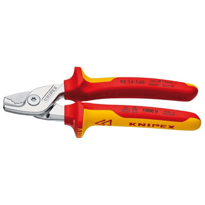 Knipex Light 95 160 Sb Stepcut Vde Insulated Cable Shears, 160Mm 27012 Size 16