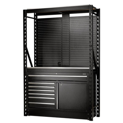 Draper Bunker 14 Piece Modular Storage Combo 2 Tier Racking With Stainless Steel ShelvingPegboards And Floor Cabinet1500mm 28075 from B&Q
