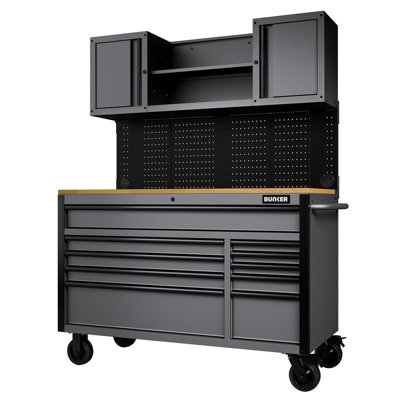 Draper 31761 BUNKER 10 Drawer Roller Workstation with Workbench, 56 , Light Grey - Image 8