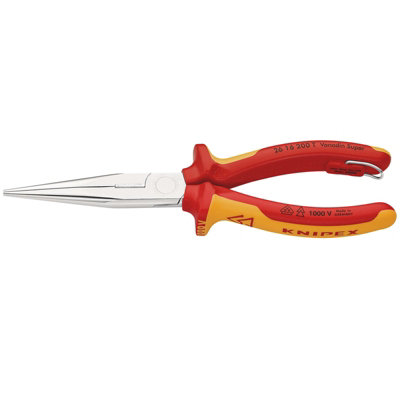 B&Q -  Knipex 26 16 200 T Bk Snipe Nose Side Cutting Pliers200mm