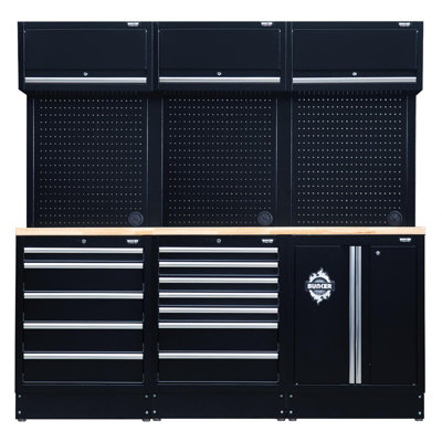 Draper Bunker 14 Piece Modular Garage Storage Combo With 2040mm Hardwood Worktop from B&Q