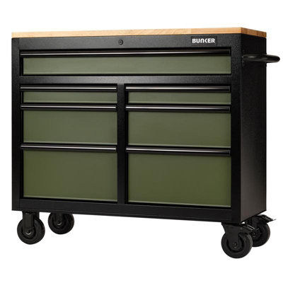 Draper 27209 Bunker 7 Drawer Workbench Roller Tool Cabinet41"Green from B&Q