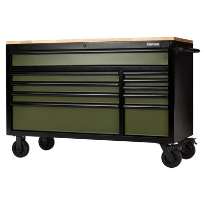 Draper 27221 Bunker 10 Drawer Workbench Roller Tool Cabinet56"Green from B&Q