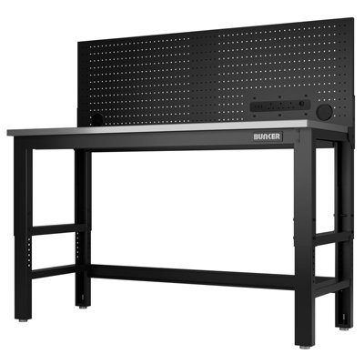 Draper Bunker Workshop Workbench With 1550mm Stainless Steel Worktop And Power Pegboard from B&Q