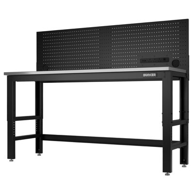 Draper Bunker Modular Workbench With Power Pegboard & 1830mm Stainless Steel Worktop from B&Q