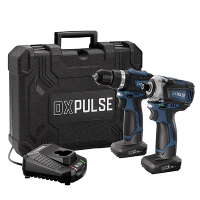 Draper Dxpulse 12V Brushless Combi Drill & Impact Driver Kit1/4" Sq. Dr.2 X 4.0Ah Batteries1 X Fast Charger from B&Q