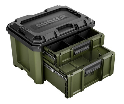B&Q -  Bunker Load-Up 2 Drawer Stacking Tool Box 570mmHeavy-Duty Impact-Resistant Storage