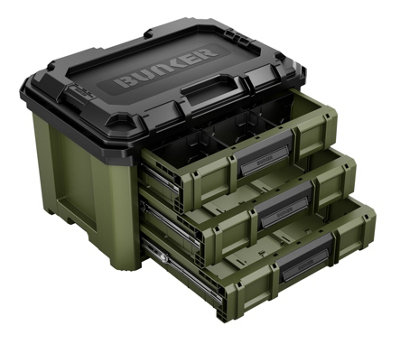 Draper Bunker Load-Up 3 Drawer Stacking Tool Box 570mm Heavy-Duty Impact-Resistant Storage from B&Q