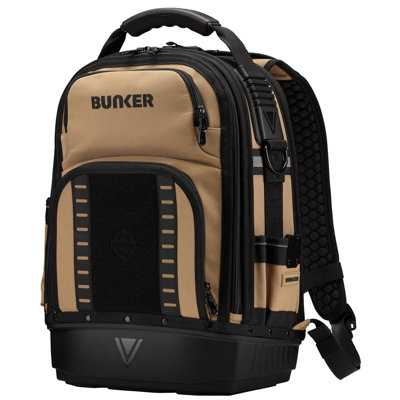 B&Q -  Bunker X Velocity Tool Backpack Heavy Duty Waterproof 31 Pocket Durable Storage Organiser With Rigid Base