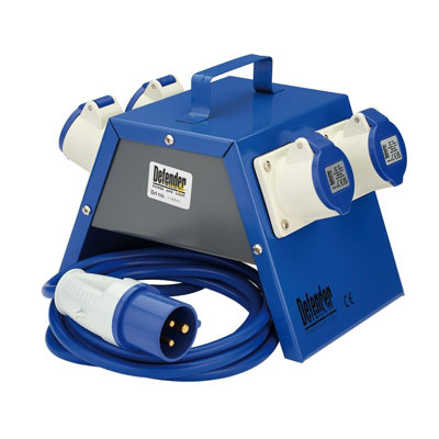 Draper Defender 230V Steel Site Power Box 4 Way 16AIp443M Cable from B&Q