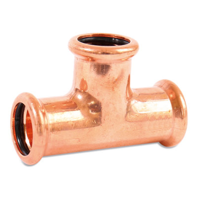 Plumbright Copper Press-Fit Fitting Equal Tee 28mmGas Fitting 6130M.28Gy from B&Q