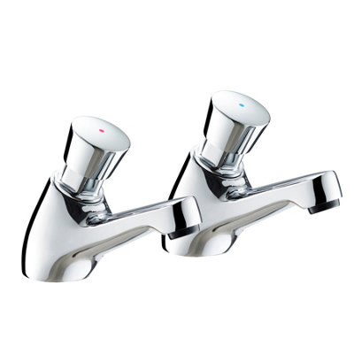 Iflo Non Concussive Basin Pillar Taps (Pair) from B&Q