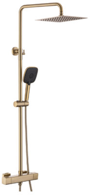 Iflo Ottawa Soft Square Twoway Thermostatic ShowerBrushed Brass from B&Q