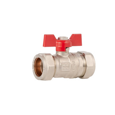 Plumbright T Bar Ball Valve Cxc Red  22mm  R17922 from B&Q