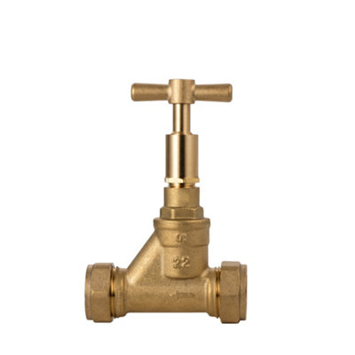Plumbright L/shield Stop Tap 22mm 10045287 Dzr S30326 from B&Q
