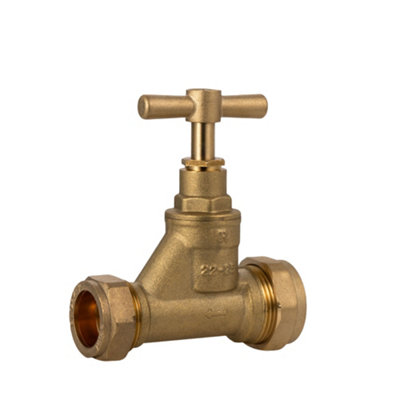 Plumbright Poly Stop Tap 22mmx25mm Dzr  S30325 from B&Q
