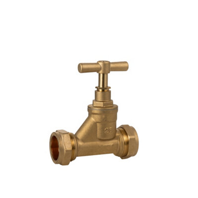 Plumbright Stop Tap 28mm Cxc Brass S20228 from B&Q