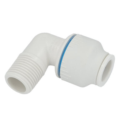 Plumbright White Plastic Push-Fit 15mm X 1/2" Bspt Male Elbow Srme6764M from B&Q