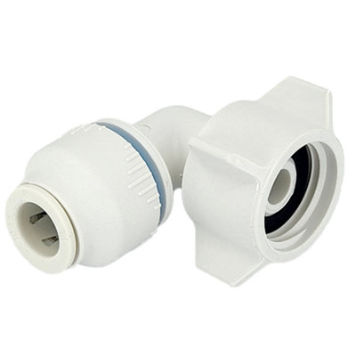 Plumbright White Plastic Push-Fit 10mm X 1/2" Bsp Tap Swivel Elbow Union Srse6714M from B&Q