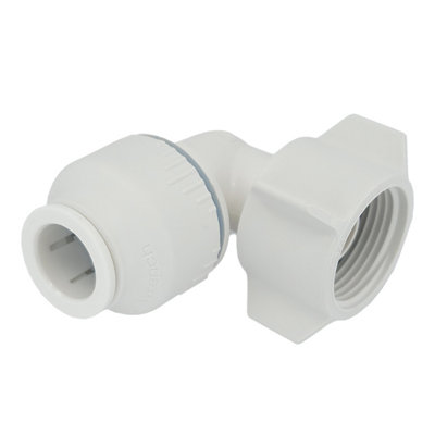 Plumbright White Plastic Push-Fit 15mm X 3/4" Bsp Tap Swivel Elbow Union Srse6765M from B&Q