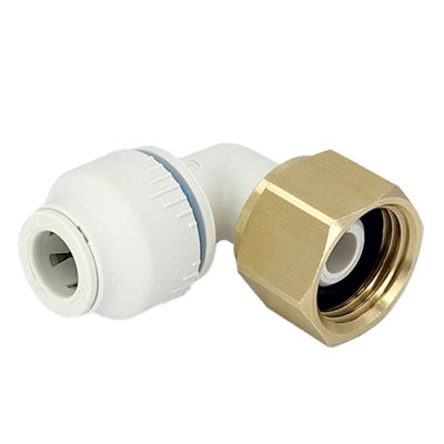 Plumbright White Plastic Push-Fit 10mm X 1/2" Bsp Tap Swivel Elbow Union Brass Nut Srse6714Bm from B&Q