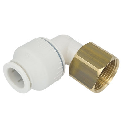 Plumbright White Plastic Push-Fit 15mm X 3/4" Bsp Tap Swivel Elbow Union Brass Nut Srse6765Bm from B&Q