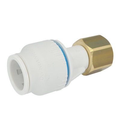 Plumbright White Plastic Push-Fit 22mm X 3/4" Bsp Tap Swivel Union Connector Brass Nut Spsu6745Bm from B&Q