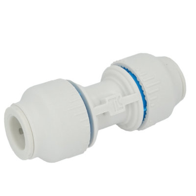 Plumbright White Plastic Push-Fit 10mm Straight Coupler Spu6711M from B&Q