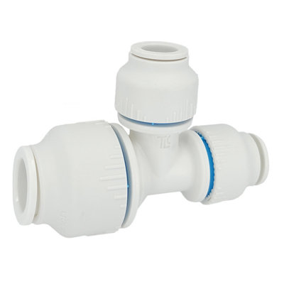 Plumbright White Plastic Push-Fit 15 X 10 X 10mm Reducing Tee Spt67611M from B&Q