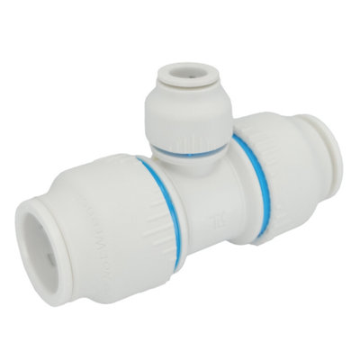 Plumbright White Plastic Push-Fit 22 X 22 X 10mm Reducing Tee Spt67441M from B&Q