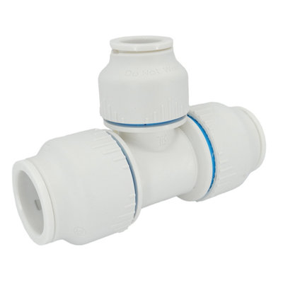 Plumbright White Plastic Push-Fit 22 X 22 X 15mm Reducing Tee Spt67446M from B&Q