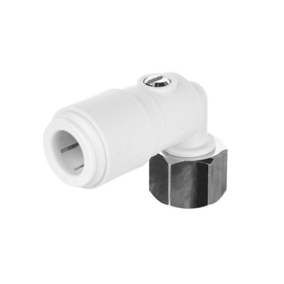 Plumbright White Plastic Push-Fit Service Valveangled 15mm X 1/2" White Svte64Mc from B&Q
