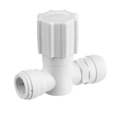 Plumbright White Plastic Push-Fit Stopcock 22mm  White Svsc6744M from B&Q
