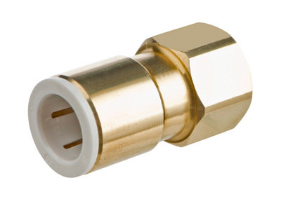 Plumbright White Plastic Push-Fit 15mm X 1/2" Bsp Brass Female Adaptor Dzr Sbfa6764M from B&Q