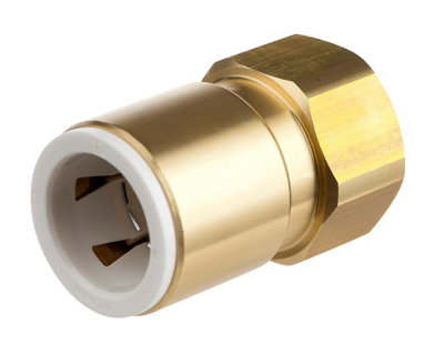 Plumbright White Plastic Push-Fit 22mm X 3/4" Bsp Brass Female Adaptor Dzr Sbfa6745M from B&Q