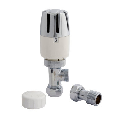 Plumbright Supreme Thermostatic Radiator Valve & Lockshield 15mm 653011 from B&Q