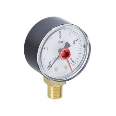 B&Q -  1/4" 0-10 Bar Bottom Connection Pressure Gauge 50mm Dial Cpsfe122009