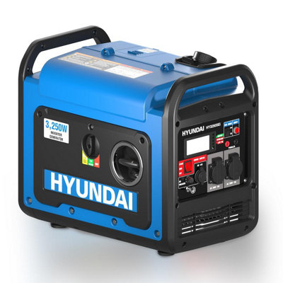 Hyundai 3200W / 3.2Kw Petrol Inverter GeneratorPure Sine Wave OutputLightweightQuiet With Electric Start  Hy3250Sei from B&Q